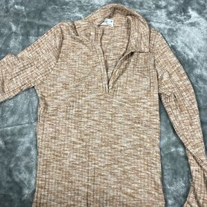 Women's Ribbed Sweater in Tan